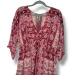 Johnny Was  Cardinal Printed Scallop Hem‎ Floral Print Midi Dress in Pink Size L Photo 4