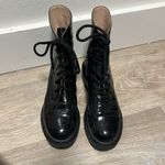 Stuart Weitzman Nisha Black Croc-Embossed Leather Ankle Boots, Size 7 (EU 37.5) Photo 5