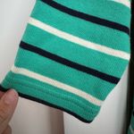 L.L.Bean  Blue & Green Striped Cotton Relaxed Fit Knit Top Women’s Size XL Photo 4