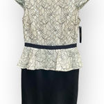 Alex Marie NEW  Black and Ivory Lace Knee Length Sheath Peplum Dress Size 6 Photo 0
