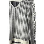 Rock & Republic Striped Cutout Sweater Lace-Up Sleeves Pullover Women Size Small Photo 3