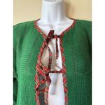 Vintage Cecily Green Wool Blend Plaid Trim Cardigan Jacket Holiday Christmas‎ S Photo 1