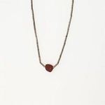 Silver Bead Necklace with Maroon Stone Red Photo 1