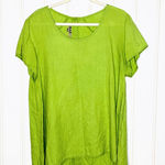 Flax  Linen Button Back Green Top Sz Small Photo 0