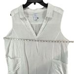 Sigrid Olsen Shirt Womens 1X White Linen Sleeveless V Neck Collared Pockets Top Photo 3