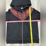 Akemi + Kin Anthropologie Embroidered Black Hooded Sweatshirt Terry Hoodie Size S Photo 2