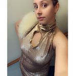 Custom dragon sequin cocktail midi dress Gold Size M Photo 3
