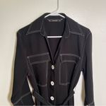 ZARA Basic Contrast Stitch Mini Shirt Dress Black White L Photo 3
