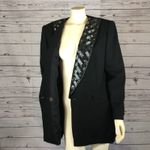 Vintage John Meyer of Norwich black wool blazer with beaded shawl collar large Size 16 Photo 7