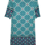 Aryeh Women's Dress Shift 3/4 Sleeve Magenta Print Round Neck Multicolor Medium Photo 0