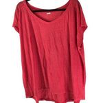 Eileen Fisher Womens Red Linen Loose Fit Hi Low Hem T-Shirt Top Size L Photo 0