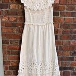 Sea womens Hazel eyelet smocked tiered ruffle midi dress white XS Photo 0