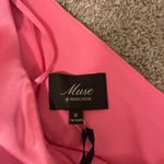 NWT Muse By Marchesa Gardenia One Sleeve Satin Dress in Size 0 & color “Punch” Pink Photo 10