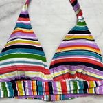 Anne cole  Painted Stripe Banded Halter Bikini Top Size D White Purple New Photo 2