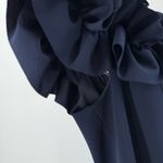 XScape Dress Size 14 Ruffle Off The Shoulder Slit Formal Evening Gown Navy NWT Photo 11