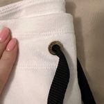 Calvin Klein White Textured Wide Leg Cropped Pants with Black Details Photo 3