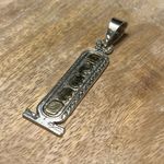 Sterling Silver Vintage Long Egyptian Mexico Symbols 925  Pendant Photo 4