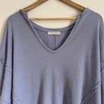 Free People Buttercup Thermal Top We The Free Blue Size Small Oversized Photo 3