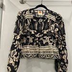 Farm Rio Black Graphic Floral Blouse Photo 0