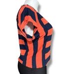 Aeropostale  Womens Striped T Shirt Top Short Sleeve Orange Navy Blue Large Photo 1
