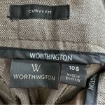 Worthington  Curvy Fit Trousers in Brown Herringbone Pattern Size 10 Petite Photo 4