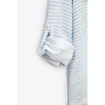 ZARA  Women Linen Striped 3/4 Sleeve Button-Down Shirt Blue White Size XS NEW Photo 4