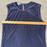 Pleione Blue Pleated Sleeveless Blouse Women's XL Round Neck Tank Top Photo 2