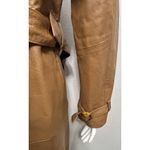 Vintage Jerry Lewis Women's Leather Coat Medium Brown Belted Double Breasted Photo 8