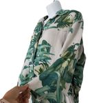 PURO LINO 100% Linen Italy Palms XL Set 2 Piece Blouse & Short Casual Photo 3