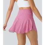 Halara  Womens Pink NEW High 2-in-1 Side Pocket Striped Mini Tennis Skirt Sz‎ L Photo 1