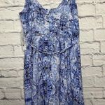 AQUA NWT  Women's Blue White Paisley Handkerchief Mini Dress M. Photo 3