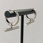 Titanium Steel Dangle Drop Earrings for Men Women,Silver Hoop Earrings Silver Photo 5