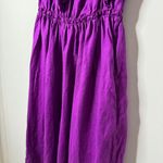 Trina Turk  Out of Office Play Linen Dress Size Small Purple Ruffles Midi Photo 7