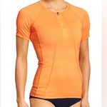Athleta Pacifica Top Short Sleeve Rash Guard Small Orange Bright Swimming Shirt Photo 0