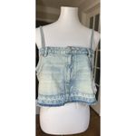 ZARA  Denim Crop Top Light Wash Jean Bustier Tank Raw Hem Size M NWT Y2K Style Photo 1