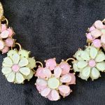 Womens Green Pink Bubble Flower Gem Necklace Jewelry with Lobster Clasp Photo 2