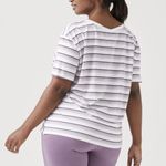 Nanette Lepore Striped Tee Super Soft Crew Neck T-Shirt Size L Purple NWT $48 Photo 2