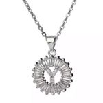 Silver Initial Crystal Pendant Necklace A Photo 6