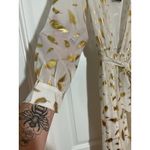 Miss Ord White Gold Foil Maxi Dress Long Large Sheer Evening Gown V Photo 4