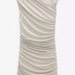 ZARA  MINI SHORT DRESS Asymmetric Neck W/ RUCHING GRAY SIZE M Photo 7