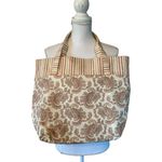 Fabric Tote Used Striped Paisley Gingham Red Beige Excellent Condition Photo 2