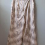 Majorelle Theo gingham check print tan and cream wide leg pants with tassel detail 🔥 Photo 2