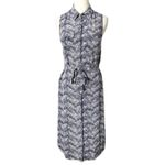 Equipment  Tegan Print Silk Shirt Midi Dress in Blue Size Small Photo 1
