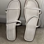 The Drop Women's Paris Square Toe Two Strap Flat Sandal US 10 EUC White Photo 2