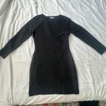 Reformation DEE waffle print sheer long sleeve bodycon mini little black dress L Photo 10