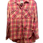 Denim&Co. Ralph Lauren Women’s Lightweight plaid Shirt Size Medium Pink Photo 0