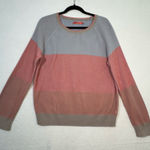 prAna Branagan Pink & Blue Color-Block Striped Cre Sweater Organic Cotton Medium Photo 0