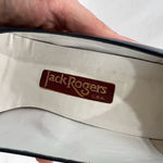 Jack Rogers Vtg Jack‎ Rogers 80’s Navy Blue Leather Peep Toe Heels With Rosette Size 8 S Photo 5
