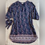 Faded Glory  Navy and Pink Floral Long Sleeve Dress Large 12 - 14 Photo 5