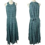 Torrid New  Maxi Lindsay Hi Neck Blue Plaid Tiered Long Dress Size 2X Sleeveless Photo 2